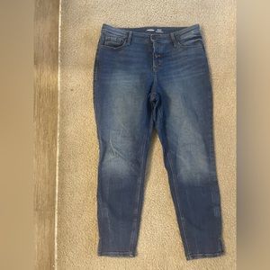 Button up blue denim skinny jeans